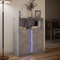 Acheter vidaXL Buffet avec LED gris béton 77x34x100 cm bois d'ingénierie