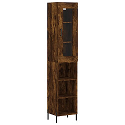 vidaXL Buffet haut Chêne fumé 34,5x34x180 cm Bois d'ingénierie