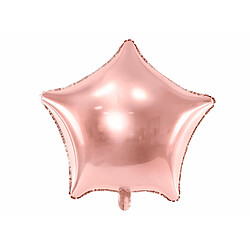 PartyDeco-FB3M-019R Ballon Mylar Foil en Forme d'étoile Rose doré métallisé Ø 48 cm