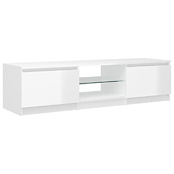 Avis Maison Chic Meubles TV avec lumières LED - Banc TV pour salon blanc brillant 140x40x35,5 cm -MN82289