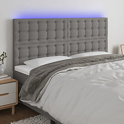 Maison Chic Tête de lit scandinave à LED,meuble de chambre Gris foncé 200x5x118/128 cm Tissu -MN75669