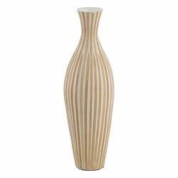 BigBuy Home Vase Blanc Beige Bambou 20 x 20 x 64 cm