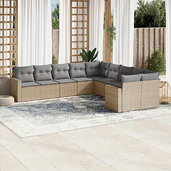 Maison Chic Salon de jardin avec coussins 10 pcs | Ensemble de Table et chaises | Mobilier d'Extérieur beige résine tressée -GKD64106