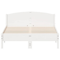 Acheter Vidaxl Cadre de lit avec tête de lit blanc 135x190 cm bois pin massif