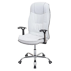 Decoshop26 Fauteuil chaise de bureau pivotante capacité de charge de 150 kg synthétique blanc 04_0001834