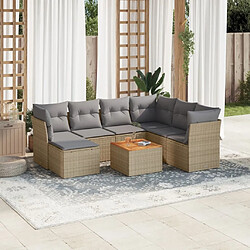 Maison Chic Ensemble à manger d'extérieur 8 pcs avec coussins,Salon de jardin,Mobilier de jardin mélange beige résine tressée -GKD234110