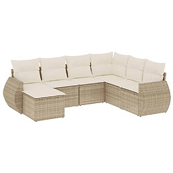 vidaXL Salon de jardin avec coussins 7 pcs beige résine tressée