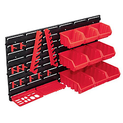 vidaXL Kit de bacs de stockage et panneaux muraux 34 pcs Rouge et noir