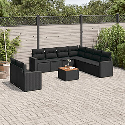 Maison Chic Salon de jardin 10 pcs avec coussins | Ensemble de Table et chaises | Mobilier d'Extérieur noir résine tressée -GKD14192