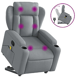 vidaXL Fauteuil de massage inclinable Gris clair Tissu