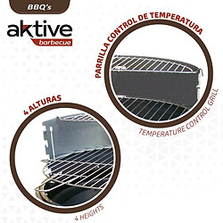 Roues de barbecue au charbon de bois Aktive Métal émaillé 51 x 82 x 51 cm Noir pas cher