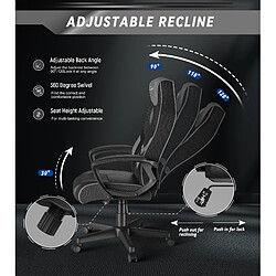 Chaise Gaming - Chaise de jeu, chaises de jeu vidéo Rattantree, chaises d'ordinateur, chaise ergonomique à hauteur réglable, chaise de course, chaise en cuir, chaise de jeu PC, gris