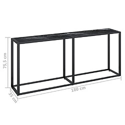 vidaXL Table console Marbre noir 180x35x75,5 cm Verre trempé pas cher