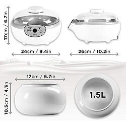 Duronic YM1 Yaourtière électrique avec écran numérique et 1 pot en céramique de 1500 ml - Parfait pour préparer des yaourts, sauces et desserts lactés faits-maison