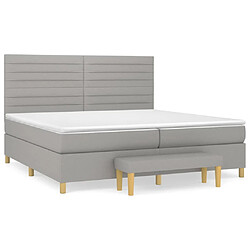 vidaXL Sommier à lattes de lit avec matelas Gris clair 200x200cm Tissu