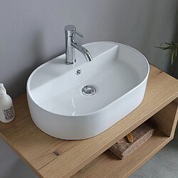 Kiamami Valentina MEUBLE DE SALLE DE BAINS SUSPENDU EN CHÊNE NATUREL 80CM AVEC LAVABO D'AMEUBLEMENT | KYOTO pas cher