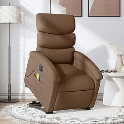 Maison Chic Fauteuil Relax pour salon, Fauteuil inclinable de massage électrique Marron Tissu -GKD15834