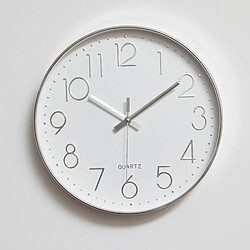 Wewoo Horloge murale argent Salle de bureau à la maison Moderne Silencieuse Non Tic-tac 12 pouces ronde décorative Quartz