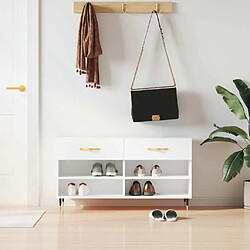 Maison Chic Banc à chaussures | Meuble de rangement à chaussures Meuble d'Entrée blanc brillant 102x35x55 cm bois d'ingénierie -MN82149