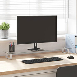 vidaXL Support de moniteur blanc 100x20x8 cm verre trempé et métal 