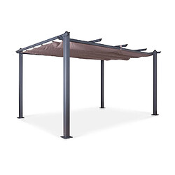 Avril Paris Tonnelle/Pergola aluminium 3x4m toile coulissante rétractable - Gris Taupe - Hero XL