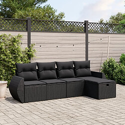 Maison Chic Ensemble de 5 Tables et chaises d'extérieur avec coussins,Salon de jardin noir résine tressée -GKD445187