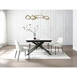 Vente-Unique Table à manger extensible 4 à 8 personnes en céramique, verre trempé et métal - Effet marbre blanc et anthracite - COREMA de Maison Céphy