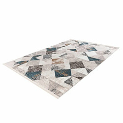 Acheter Paris Prix Tapis Géométrique à Franges Akropolis II Gris & Bleu 80 x 150 cm