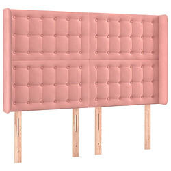 Maison Chic Tête de lit scandinave avec oreilles,meuble de chambre Rose 147x16x118/128 cm Velours -MN70935