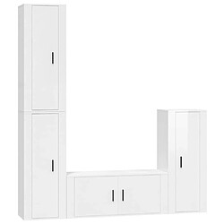 Maison Chic Ensemble de meubles TV 4 pcs pour salon - Blanc brillant Bois d'ingénierie -MN77121