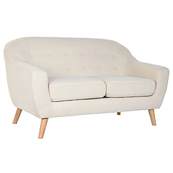 Avis Pegane Canapé de salon en polyester blanc et bois naturel - longueur 146 x profondeur 84 x hauteur 82 cm