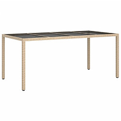 Maison Chic Table de jardin | Table d'extérieur Beige 190x90x75 cm Verre trempé/résine tressée -GKD16314