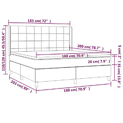 vidaXL Sommier à lattes de lit avec matelas Noir 180x200 cm Tissu pas cher