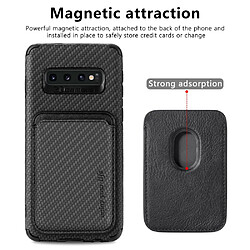 Coque en TPU + PU texture tissée, absorption magnétique avec porte-carte noir pour votre Samsung Galaxy S10 4G