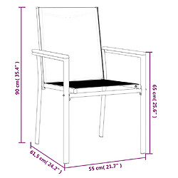 vidaXL Chaises de jardin lot de 4 noir 55x61,5x90cm textilène et acier pas cher