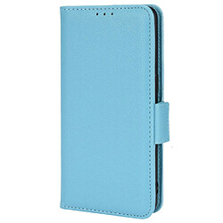 Etui en PU texture litchi avec support, bleu clair pour votre Oppo Reno6 4G