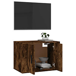 Maison Chic Meuble TV scandinave mural Banc TV suspendu pour salon - Chêne fumé 57x34,5x40 cm -MN69049 pas cher