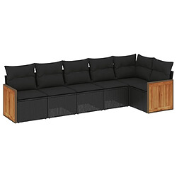 vidaXL Salon de jardin 6 pcs avec coussins noir résine tressée