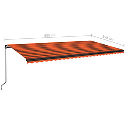 vidaXL Auvent manuel rétractable 600x350 cm Orange et marron pas cher