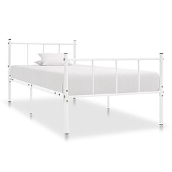 Maison Chic Lit adulte - Lit simple Cadre de lit,Structure du lit Contemporain Blanc Métal 90 x 200 cm -MN86848