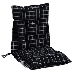 Acheter vidaXL Coussins de chaise à dossier bas lot de 4 motif à carreaux noir