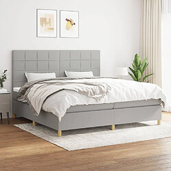 vidaXL Sommier à lattes de lit avec matelas Gris clair 200x200cm Tissu