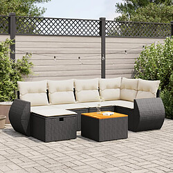 vidaXL Salon de jardin 7 pcs avec coussins noir résine tressée