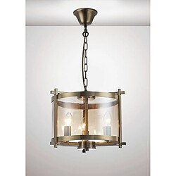 Luminaire Center Suspension Nolan Laiton antique 3 ampoules 47cm