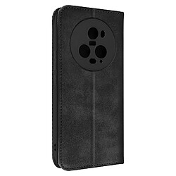 Avizar Étui pour Honor Magic 5 Pro portefeuille support vidéo motif croisillon Noir