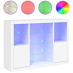 Maison Chic Lot de 3 Commode Buffet - Meuble de rangements avec lumières LED blanc bois d'ingénierie -GKD29590