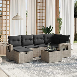 Maison Chic Salon de jardin avec coussins 7 pcs, Ensemble Tables et chaises de jardin, gris résine tressée -GKD696621