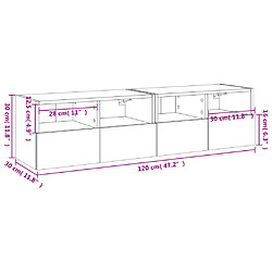 vidaXL Meubles TV muraux 2 pcs blanc 60x30x30 cm bois d'ingénierie pas cher