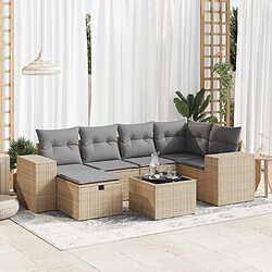 vidaXL Salon de jardin avec coussins 7 pcs beige résine tressée