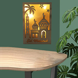 Acheter Eid Carré En Bois LED Lampe Table Maison Chevet Décor Lumières Musulmanes Style Blanc Chaud 6